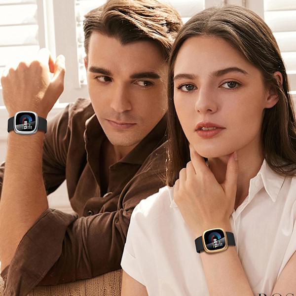 4-pakning etui for Fitbit Versa 4/Sense 2 skjermbeskytter, HD støtsikkert mykt TPU-etui med fullstendig beskyttelse for Fitbit Versa Black+Black+Clear+Clear