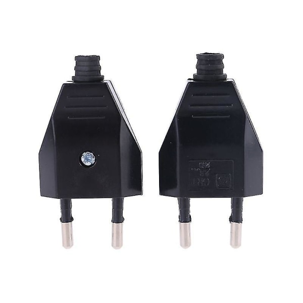 2 st tysk typ Europeisk 2-stiftskontakter Nätverkskablar 2.5a 220v elektrisk kontakt Black