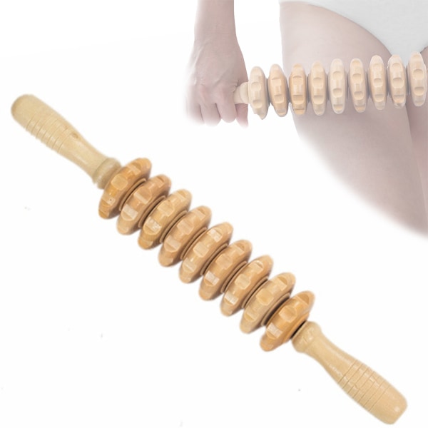 Terapi Massageverktyg, Manuell Trä Fascia Massage Roller Triggerpunkter för att Frigöra Celluliter och Ömma Muskler