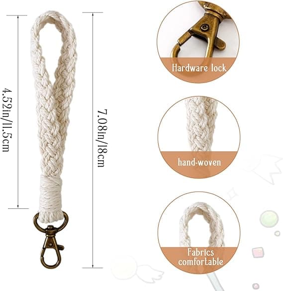Kompatibel Blød Macrame Nøgleringsarmbånd Boho Håndlavet Håndleds Nøglering Nøgleringholder Rustik Nøglering til Kvinder[EE]