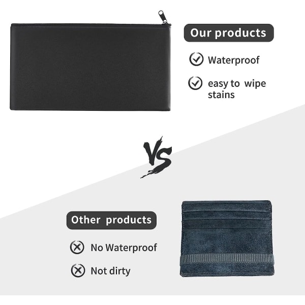 Dragkedjeförsedda påsar för kontanter, pengapåse, kontantpåse, bankväska, 27,9 x 15,5 cm, 2-pack