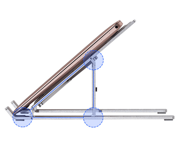 Aluminium laptop stander, ergonomisk højdejusterbar computer stander, sølv