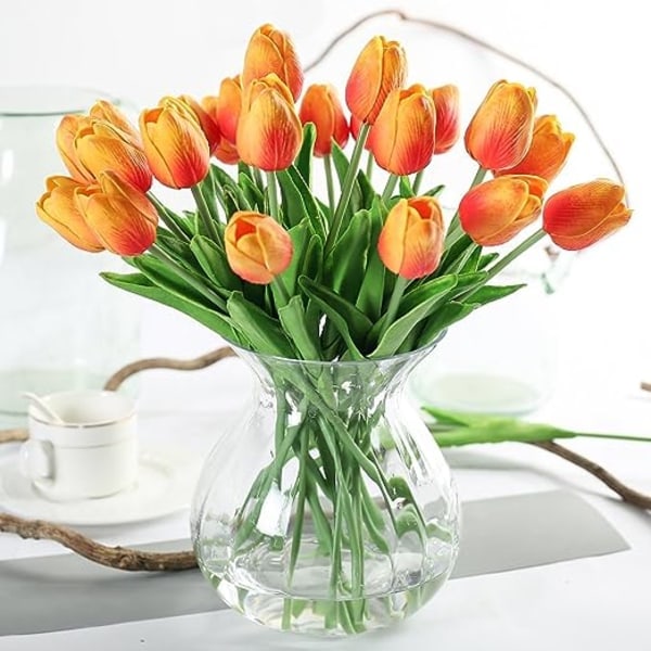 20 stk. Kunstige tulipaner Blomster Falske tulipaner Bryllupsbukett Hjemmedekorasjon/Hotell Bryllupsfotografering Rekvisitter
