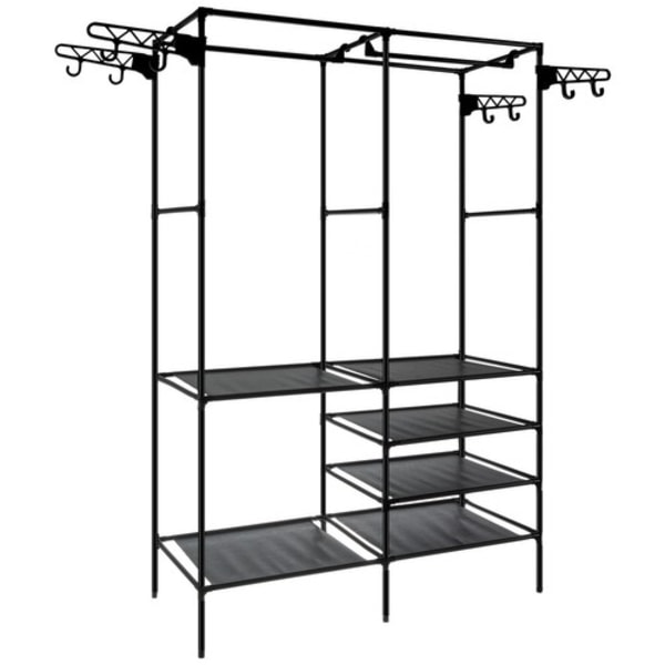 Klädhängare / Klädställning med Hyllor - 170cm Black Svart