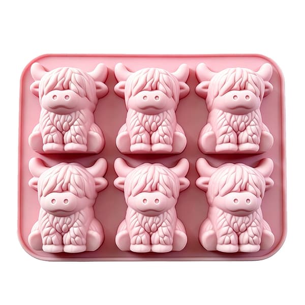 Mini Highland Cow -jääpalamuotti - 6 riviä (2 kpl) pink-2pcs