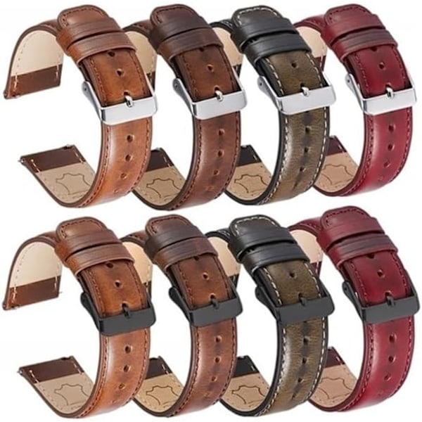 Äkta läder klockarmbandsarmband med snabbfäste brunt armband äkta läder klockarmband - 22mm