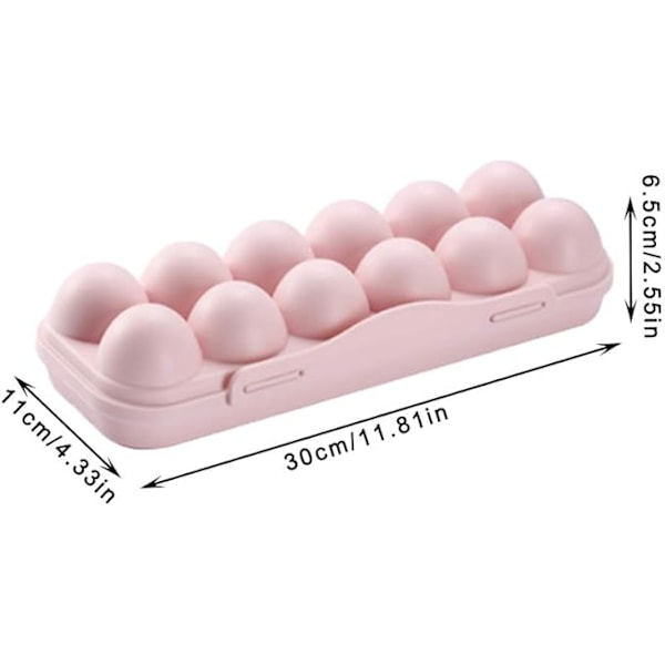 Æg Opbevaringsboks, 2 stk Ægboks Køleskab, Ægboks i Plast, Køleskab Æg Holder, 12 Æg Opbevaringsboks, til Æg Opbevaring (Rosa, Grå)