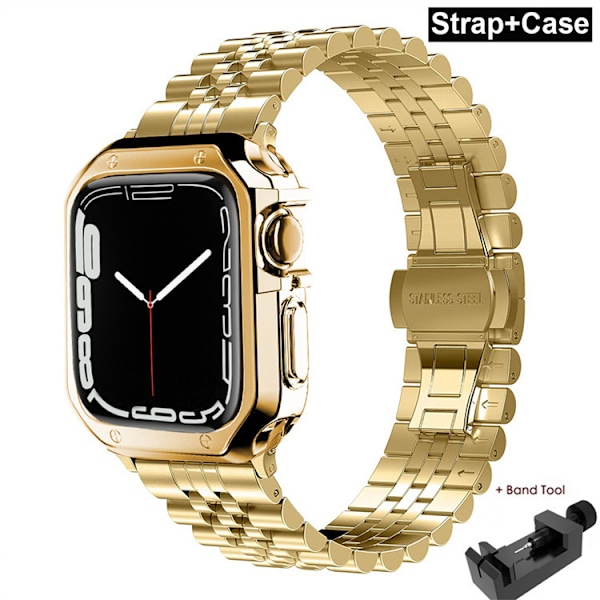 Ohut metalliranneke yhteensopiva Apple Watch -rannekkeen kanssa 42mm 44mm 45mm naisille ruostumattomasta teräksestä valmistettu Apple Watch -rannekkeen korvaava kulta 42/44/45mm