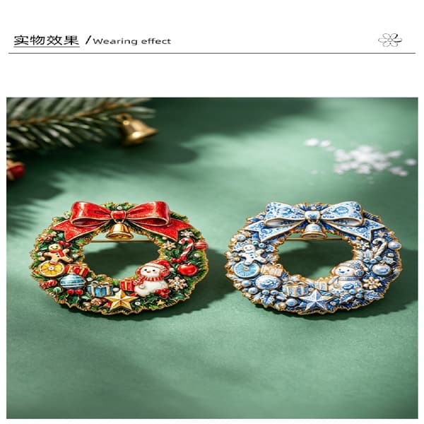Jul Snögubbe & Klocka Brosch 2-pack, Jul Lapelnål