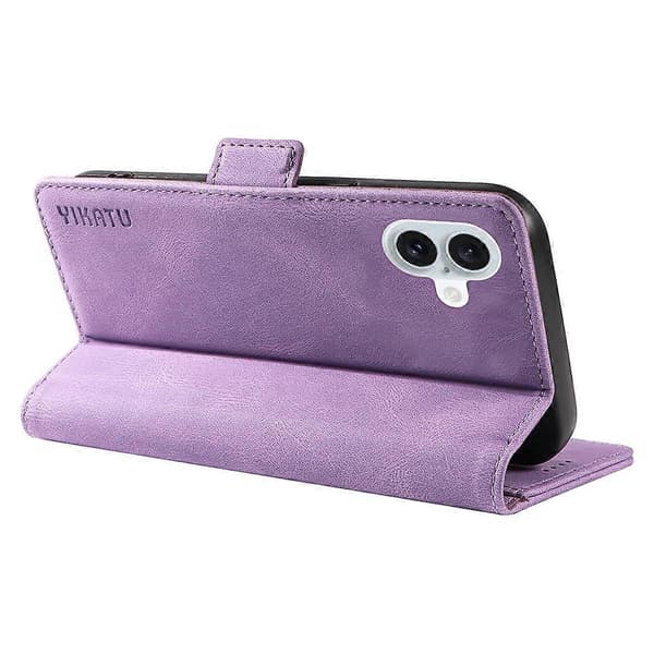 Kompatibel med iPhone 16 Plus Plånboksfodral Läder Telefonfodral - WELLNGS Purple