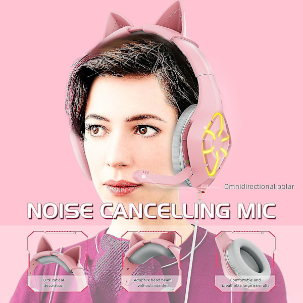 Gaming Headset Över Öron Hörlurar Brusreducerande Ultratunna Öronmuffar Med Mic