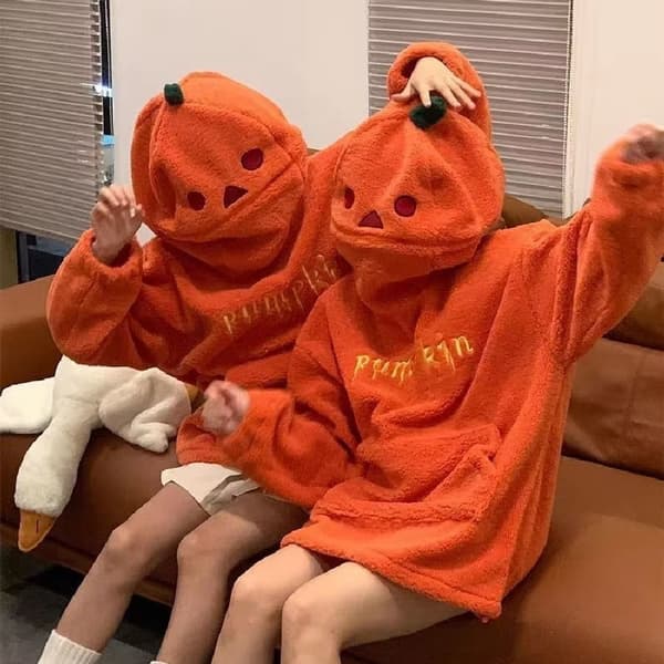 Trendy Halloween Græskar Sweatshirt – Niche Design, Særpræget Stil – Pullover til Introverte og Ekstroverte (Efterår/Vinter Kollektion) 2XL