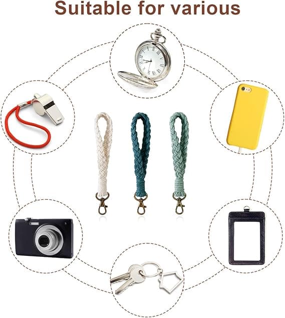 Kompatibel Blød Macrame Nøgleringsarmbånd Boho Håndlavet Håndleds Nøglering Nøgleringholder Rustik Nøglering til Kvinder[EE]