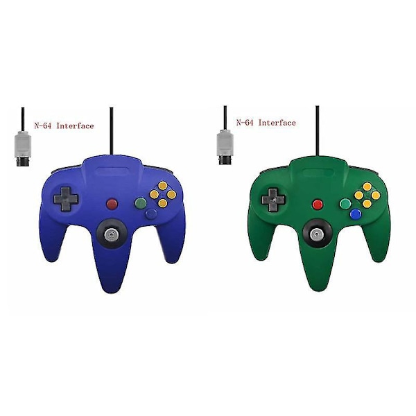 2-pack Klassisk Trådbunden N64-handkontroll Retrospel 64-bitars Spelhandkontroll Joystick Ersättningshandkontroll 24 2pcs