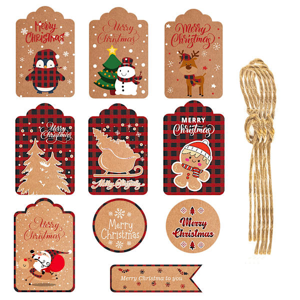 60 kpl lahjakortteja paperilaput DIY lahjapakkaus tarvikkeet joulukuusi riippuva koristeet 2024 uusi vuosi koristelu 60pcs-set11