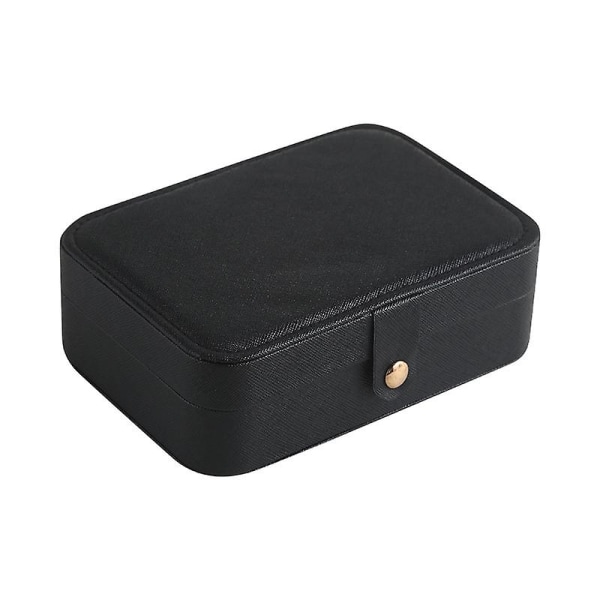 Smyckeskrin, litet portabelt case i PU-läder, organizer Display förvaringsbox för ringar, örhängen, halsband, armband, svart black