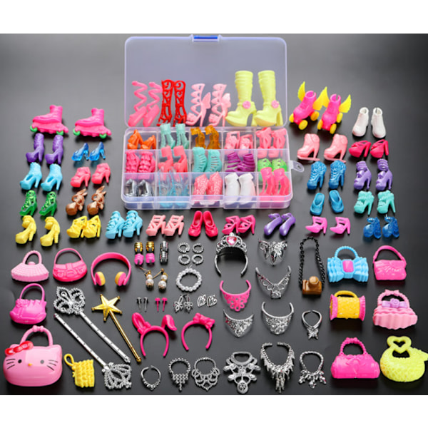 Set med 30 cm Barbie-dockkläder, väskor, outfits, accessoarer