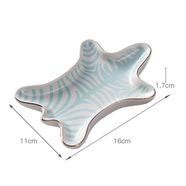 Zebra-randig smyckesskål Keramisk fat Guldpläterad (11*16*1.7cm) C