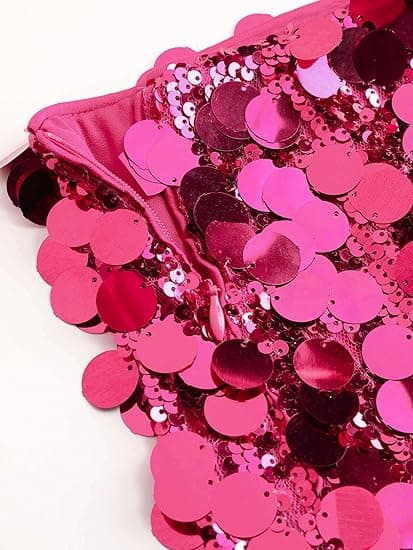 Kvinders Pailletnederdele, Glitrende Strækbar Bodycon Mini Festnederdel pink pink M