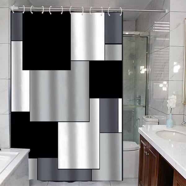 Sort badeforhæng Moderne badeforhængssæt Sort og hvid Sh (180*180cm) A4