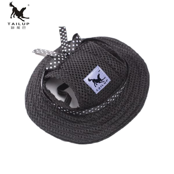 Rund solhat med bred skygge til hunde, mesh, åndbar Black L