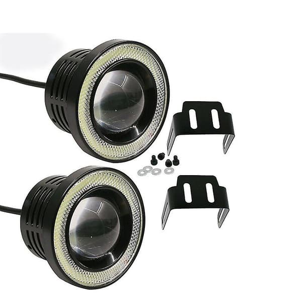 2 stk. bil tåkelys engel øyne halo rund ring LED frontlykt