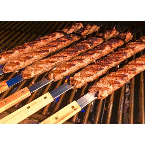 15,75 tum långa 5/8 tum breda 2 mm tjocka grillspett i rostfritt stål, 8 stycken, silver