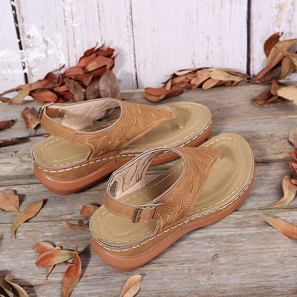 Dam Sandaler Mjuk Sula Kilklackar Skor Dam Sommarsandaler Med Brun Färg Brown 40