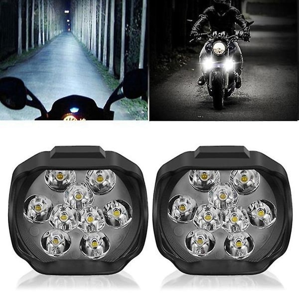 Motorcykelstrålkastare 9 LED Dc12v Super Ljus Dimpunkt Vit Arbetsljus Intern Drive For Motorcyc