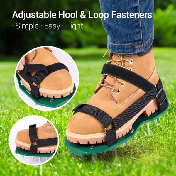 Gräsluftningssandaler, gratis installation; grässpikar; gräsklippare; grässkor; trädgårdsskor (med spade)
