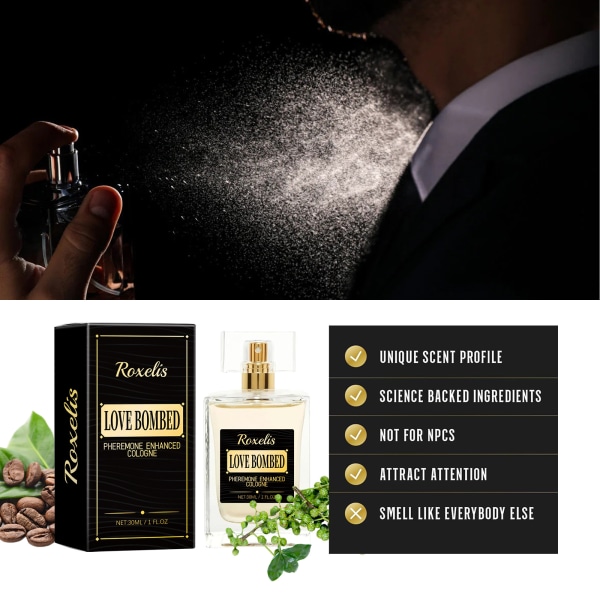 Roxelis LOVE BOMBED for Men Eau de Parfum Spray, 1 Unce
