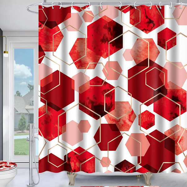 Duschdraperi för Badrum, Geometrisk Konststil Vattentätt Badrumsdraperi, Abstrakt Tyg Duschdraperi Set för Heminredning 120cm*180cm