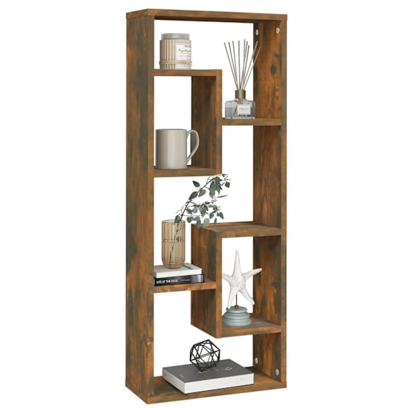 Vägghylla rökfärgad ek 36x16x90 cm träbaserat material Brun 8400