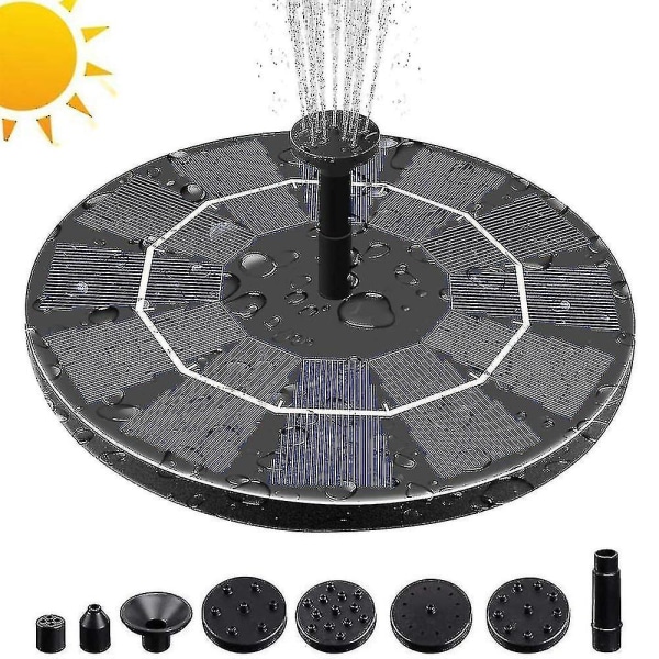 3.0w solenergi fontänpump för fågelbad med 3.7v 1200mah batteribackup, fristående bärbar flytande soldriven vattenfontänpump för trädgård