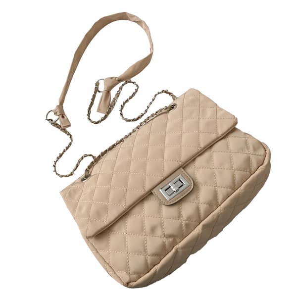 Stylish Khaki Handbag with Chain - Large Shoulder Bag for Daily Commuting and Versatile Use.