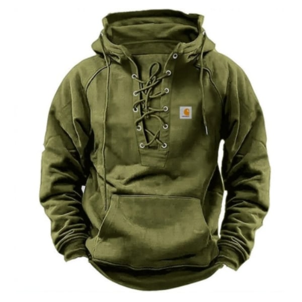 Herremode Casual Strop Top Lomme Ensfarvet Hættetrøje Langærmet Top Army Green Army Green 4XL