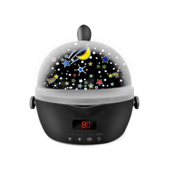 Natlampe Stjerneprojektor, børnenatlampe med timer Black