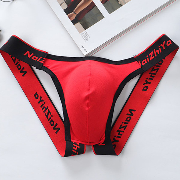 Herrunderkläder Sportbyxor Jockstrap Sexig Snabbtorkande Trosa - lager # 4-Röd # 4-Red L