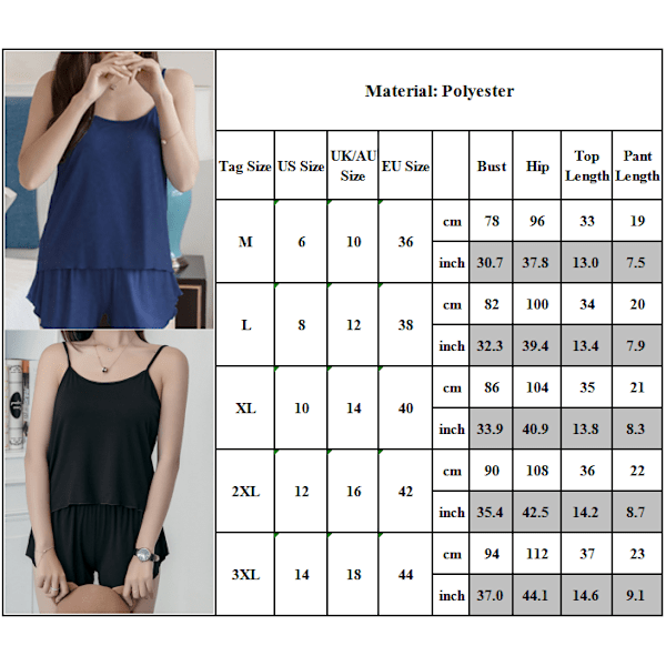 Komfortabelt todelt baggy pyjamas sæt til kvinder i plus size Royal Blue Royal Blue L