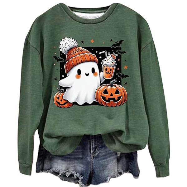 Halloween kostume dame pullover sweatshirt grøn green XXL