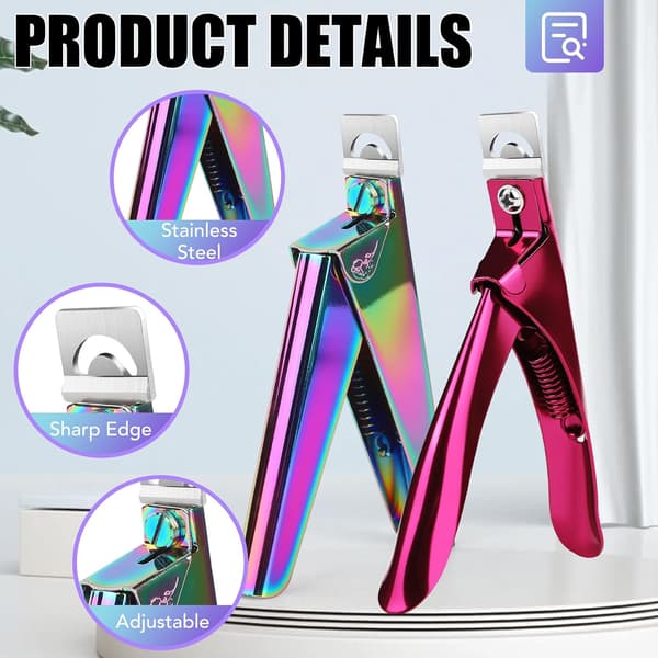 2-pack falska nagelklippare med magneter, nagelklippare i rostfritt stål (regnbåge och rosa)