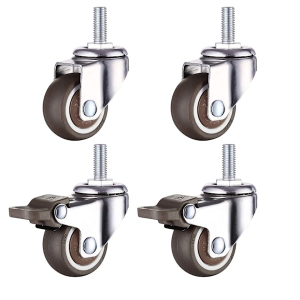 M8-kierteinen varsi, kestävä kumipyörä käsikärryyn, työpöytään, huonekalupyörä, 1,5 tuumaa, kierteen halkaisija: 8 mm, pituus 20 mm, 2 kpl Wi - Perfet