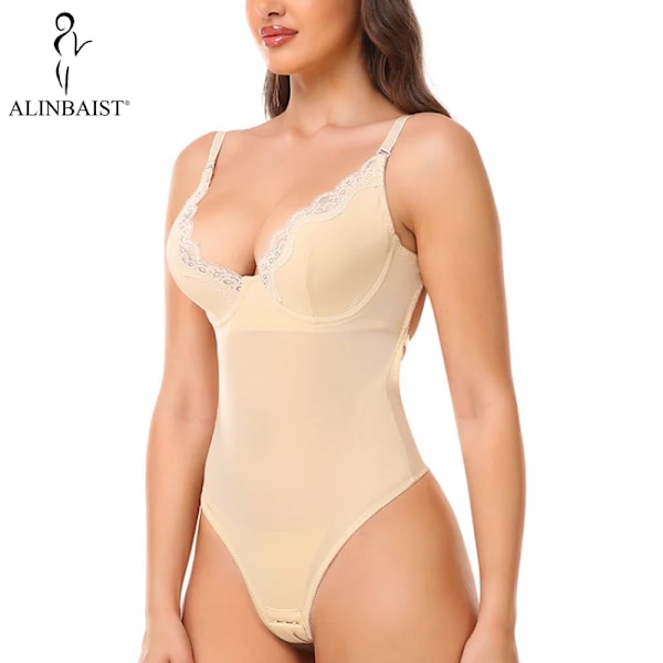 Slimmande Shapewear för Kvinnor, Trosor med Magekontroll, Kroppsformare, Modellunderkläder för Bröllopsfest, Stringtrosa med Inbyggd BH och Linne, Svart XXL Black