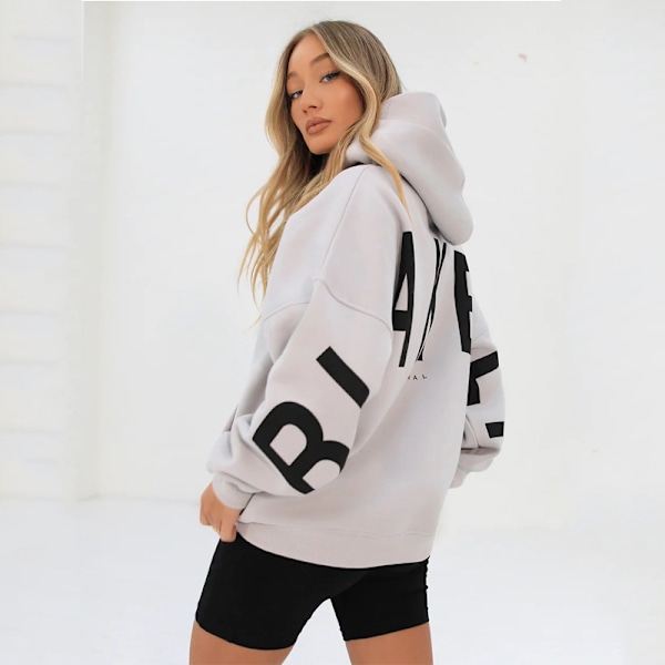 Hoodie - Dame Hoodie med Lange Ærmer, Pullovertrøje, Casual Top hvid white xxl