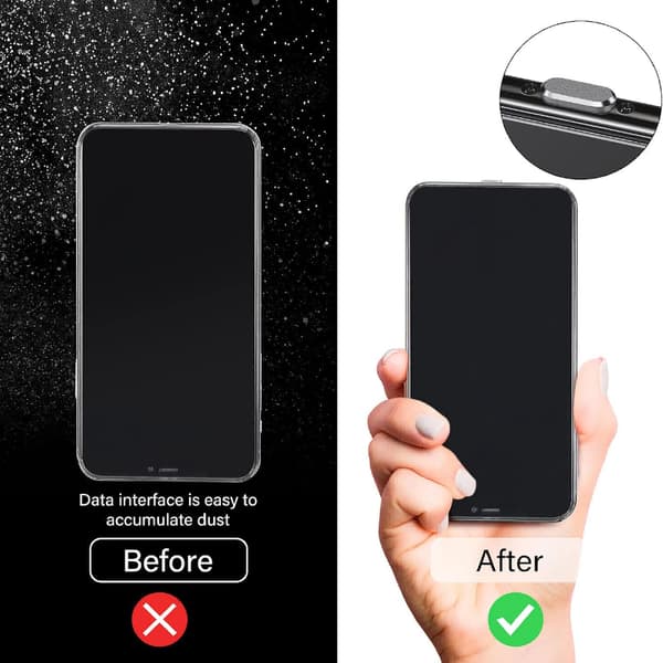 Ocean 4 Støvbeskyttere Kompatible med iPhone 11, 12 Anti-Støv Black