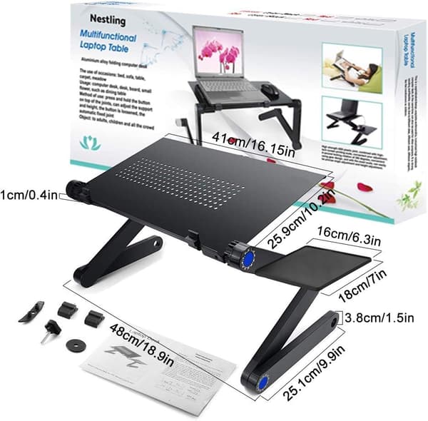 Laptop Stand - Sammenklappeligt sengebord, PC-bord, Vippelæsning