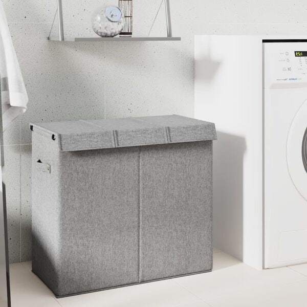 Vikbar tvättkorg grå 64,5x34,5x59 cm konstlinne Grå 3200