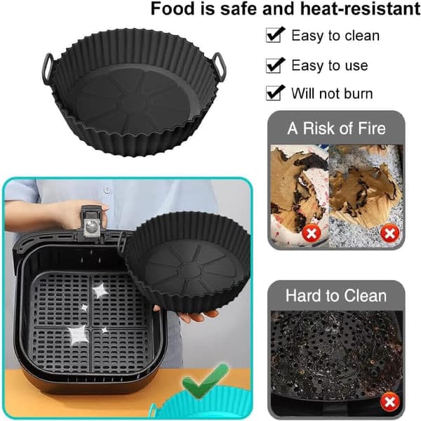 stk. silikoneforme til airfryer, airfryer-tilbehør, genanvendelige i stedet for bagepapir (kapacitet op til 8 liter) Grey