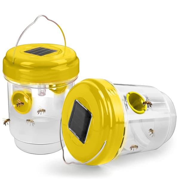 Getingfälla, 2-pack getingfällor för utomhusbruk, bålgetingsfälla, snickarbi-fällor för utomhusbruk, återanvändbar hängande bålgetingsfälla Yellow
