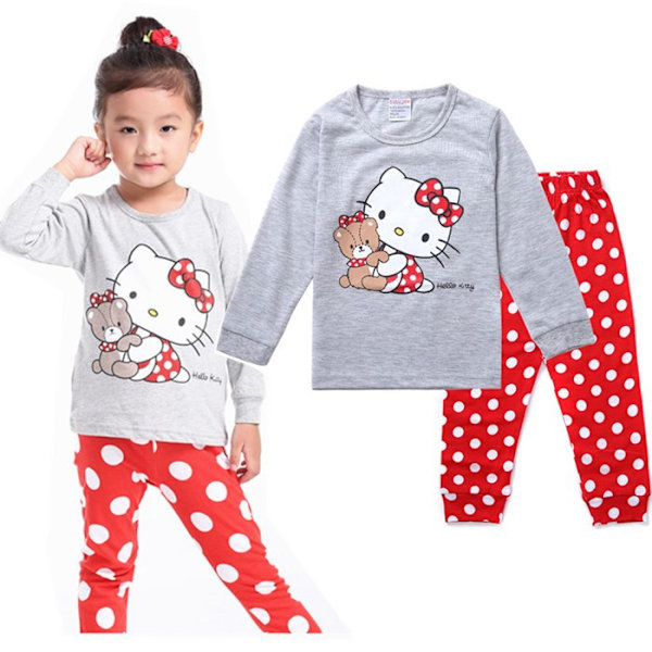 Barn Flickor Pojkar Katt Katie Pyjamas Långärmad Outfit Bekväm Nattkläder Pyjamasset #8 #8 130cm